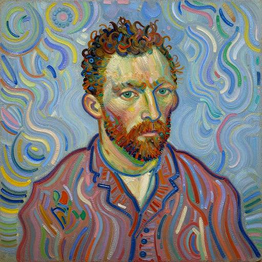 Colorful Expressionist Portrait of Bearded Man