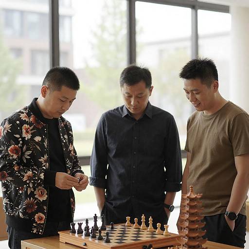 Sunlit Trio Examining Small Objects