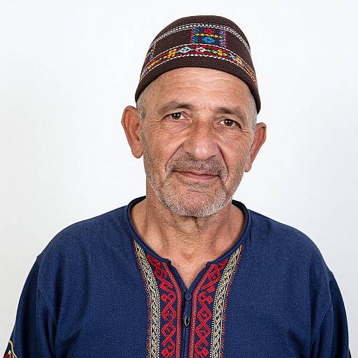 Portrait of Older Man in Embroidered Attire