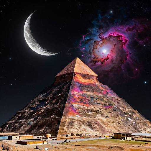 Ultra-Realistic Colorful Pyramid in Space