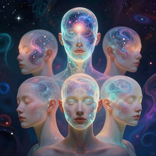 Surreal Glowing Bald Heads Art