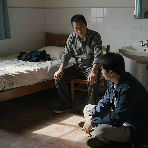 Intimate Scene of Reflection in Shadows