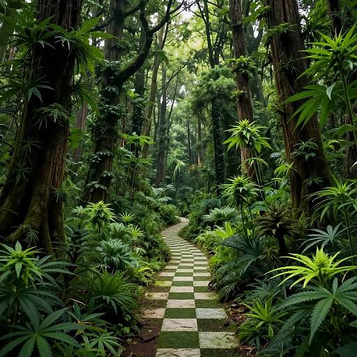 Surreal Magical Cannabis Forest Path