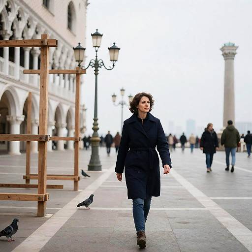 Calm Walk in a Historic Piazza