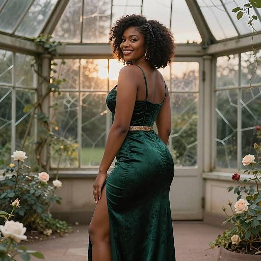Elegant Curvaceous Beauty in Victorian Greenhouse