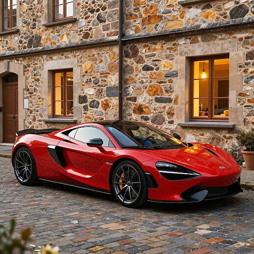 Futuristic Red Sports Car Scene