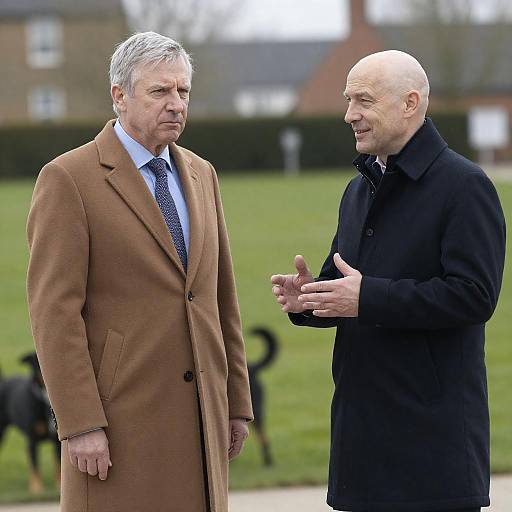 Two Middle-Aged Men Having Conversation Outdoors