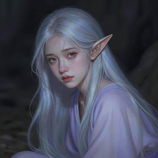Moonlit Silver Blue Elf Intimate Portrait