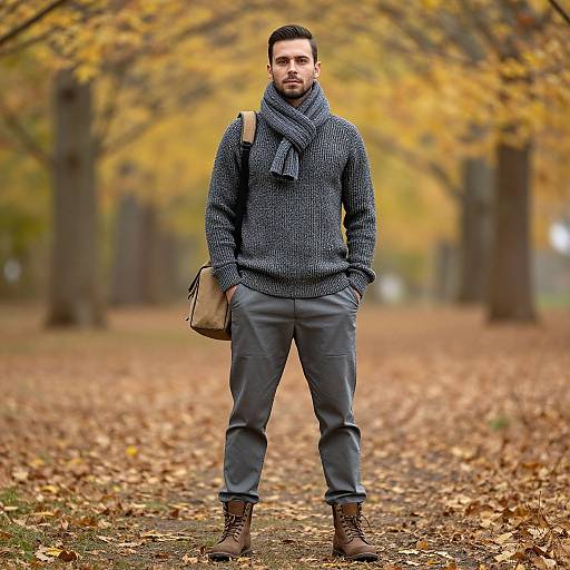Realistic Autumn Outfit Male Portrait