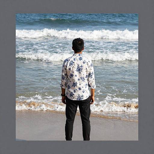 Man Standing on Beach Shore