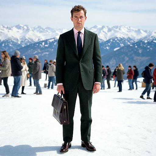 Stylish Man in Après-Ski Setting