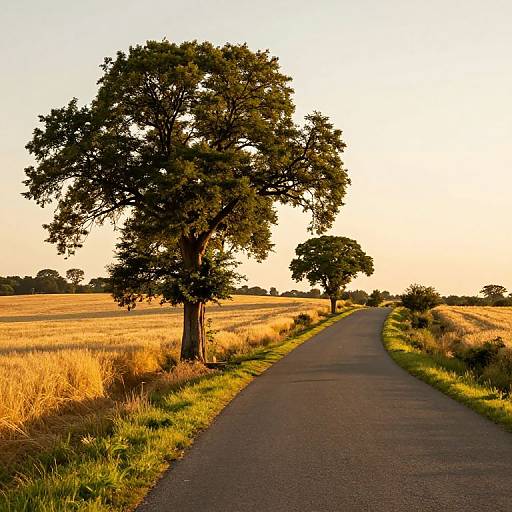Serene Countryside Road in Golden Fields