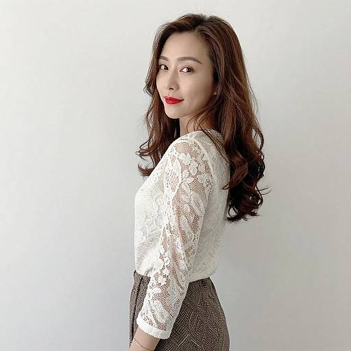 Asian Woman Portrait with Lace Top