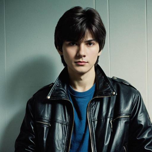 Young Man in 1980s Style Leather Jacket