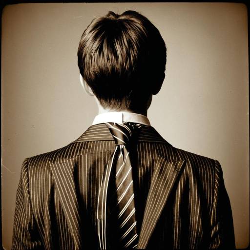 Back View of Woman in Striped Suit and Tie