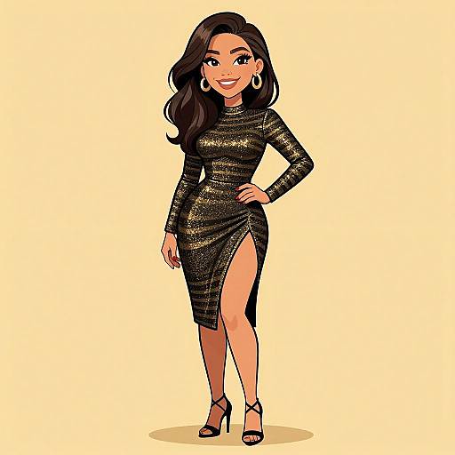 Elegant Woman in Shimmering Evening Dress