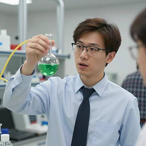 Focused Male Scientist in Laboratory