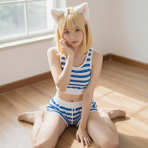 Young Woman with Cat Ears in Natural Light