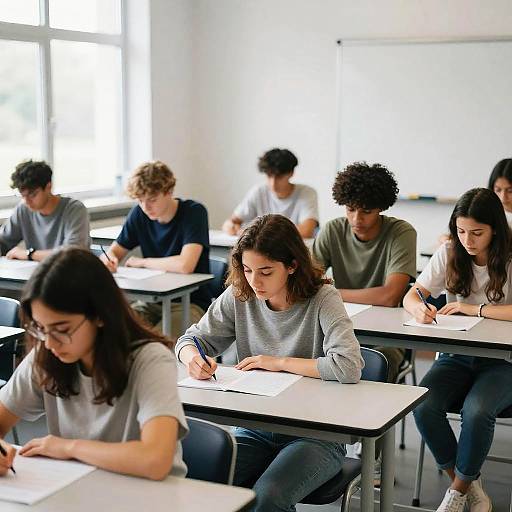 Modern Classroom Students Taking Exams