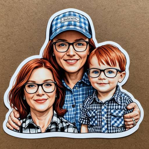 Realistic Family Sticker with Toddler and Parents