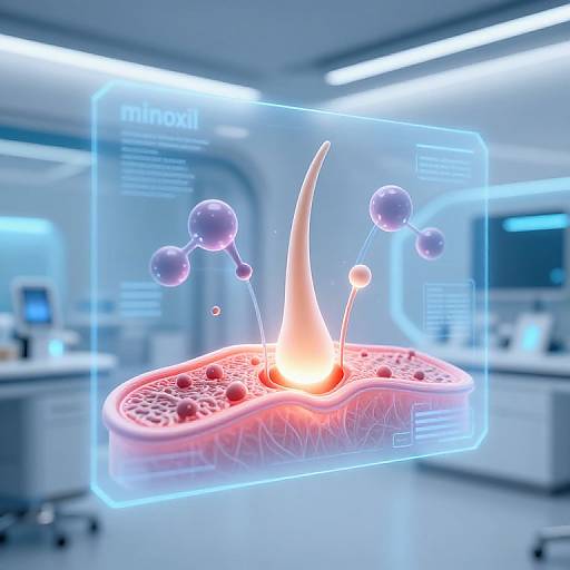 Digital CGI of a glowing, 3D-rendered kidney with floating molecules and a bright, central flame, set in a futuristic, blue-lit