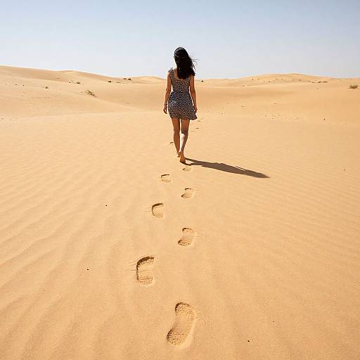 Woman Walking Along Giant Footprints