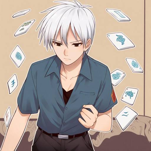 Illustration of Akagi shigeru, fukumoto mahjong in the style of Miyo (ranthath)