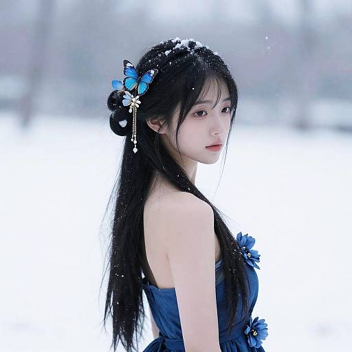 Photorealistic Girl in Snowy Scene