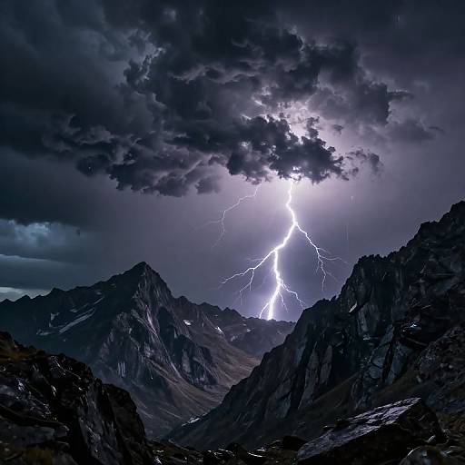 Stormy Landscape with Dramatic Lightning