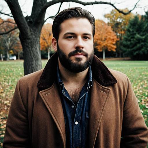 Bearded Man Wearing Brown Coat Outdoors