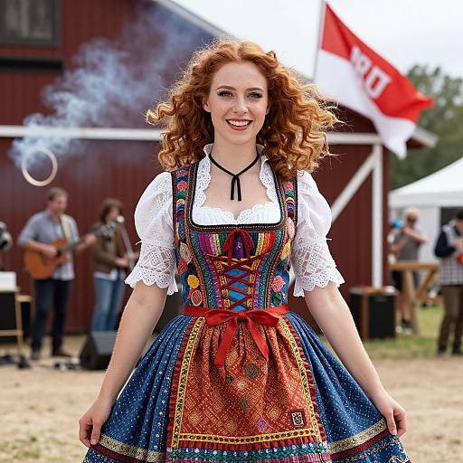 Joyful Young Woman at Country Festival