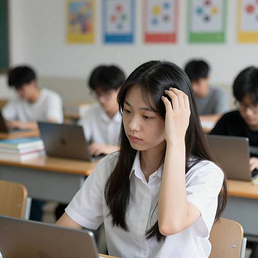 Focused Young Woman in Classroom Setting