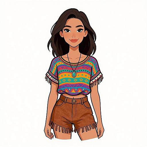 Bohemian Woman with Tribal Fashion