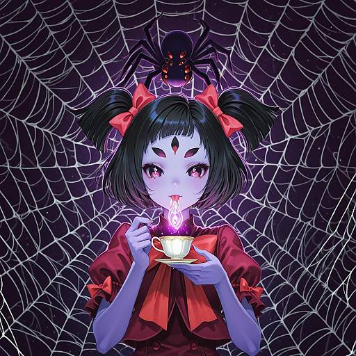 Illustration of Muffet, undertale in the style of Jj (ssspulse)
