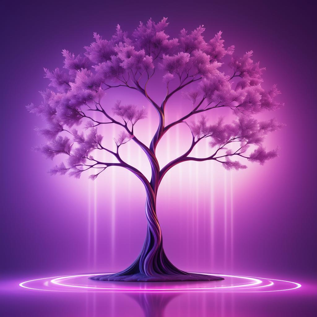 Ethereal Magenta Tree Light Painting