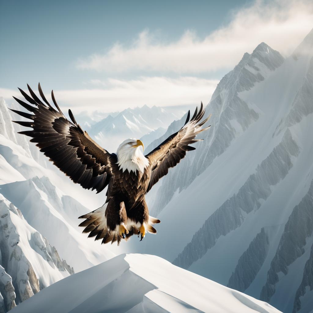 Majestic Eagle Over Snowy Mountains