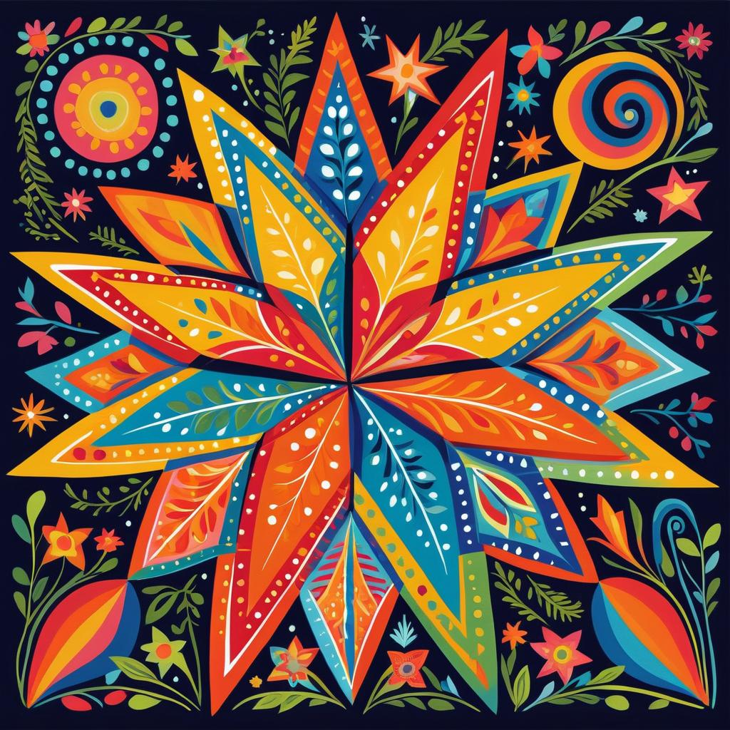 Vibrant Whimsical Folk Art Star Design