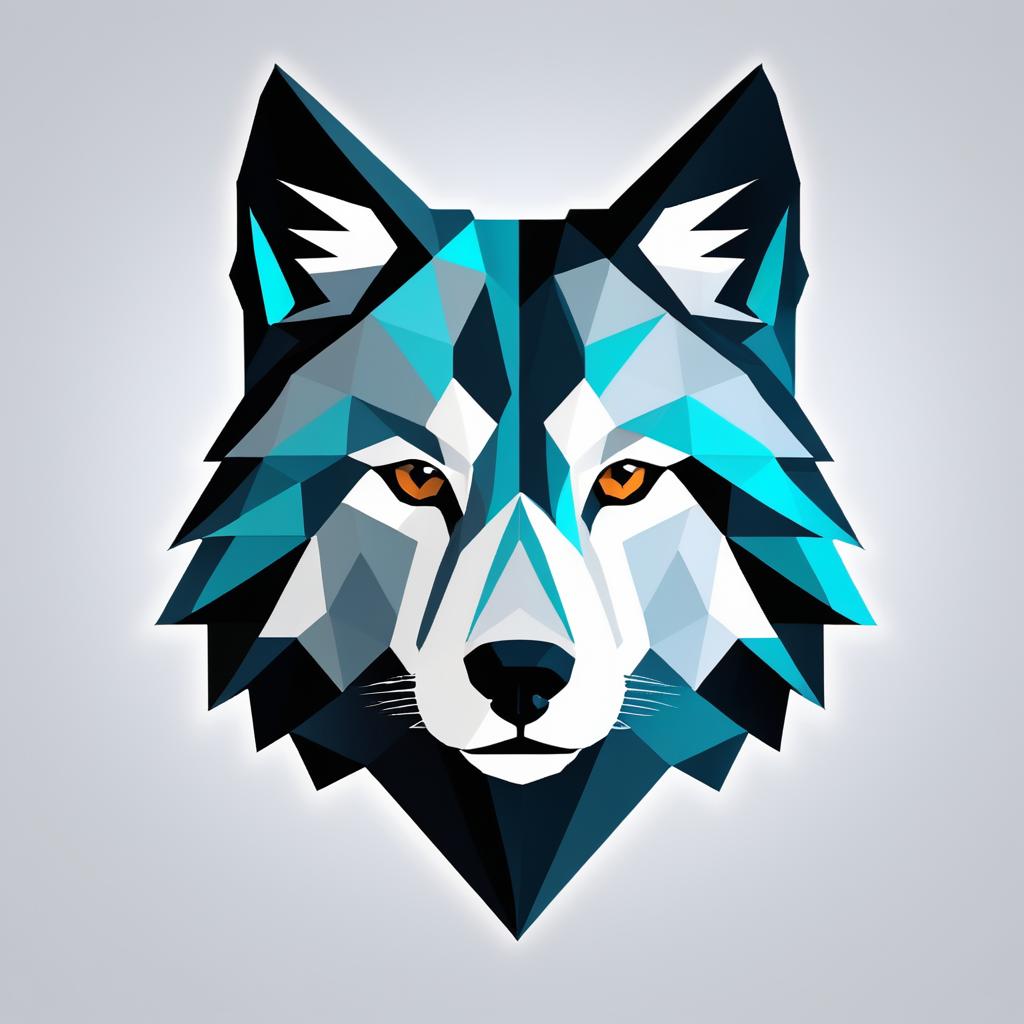 Minimalist Geometric Wolf Head Design