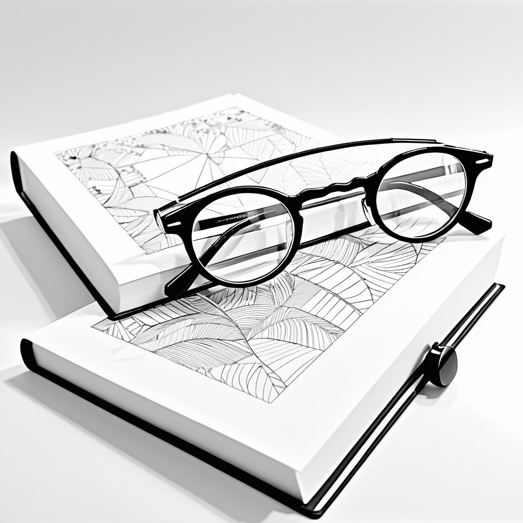 Stylish Glasses on Open Book Illustration