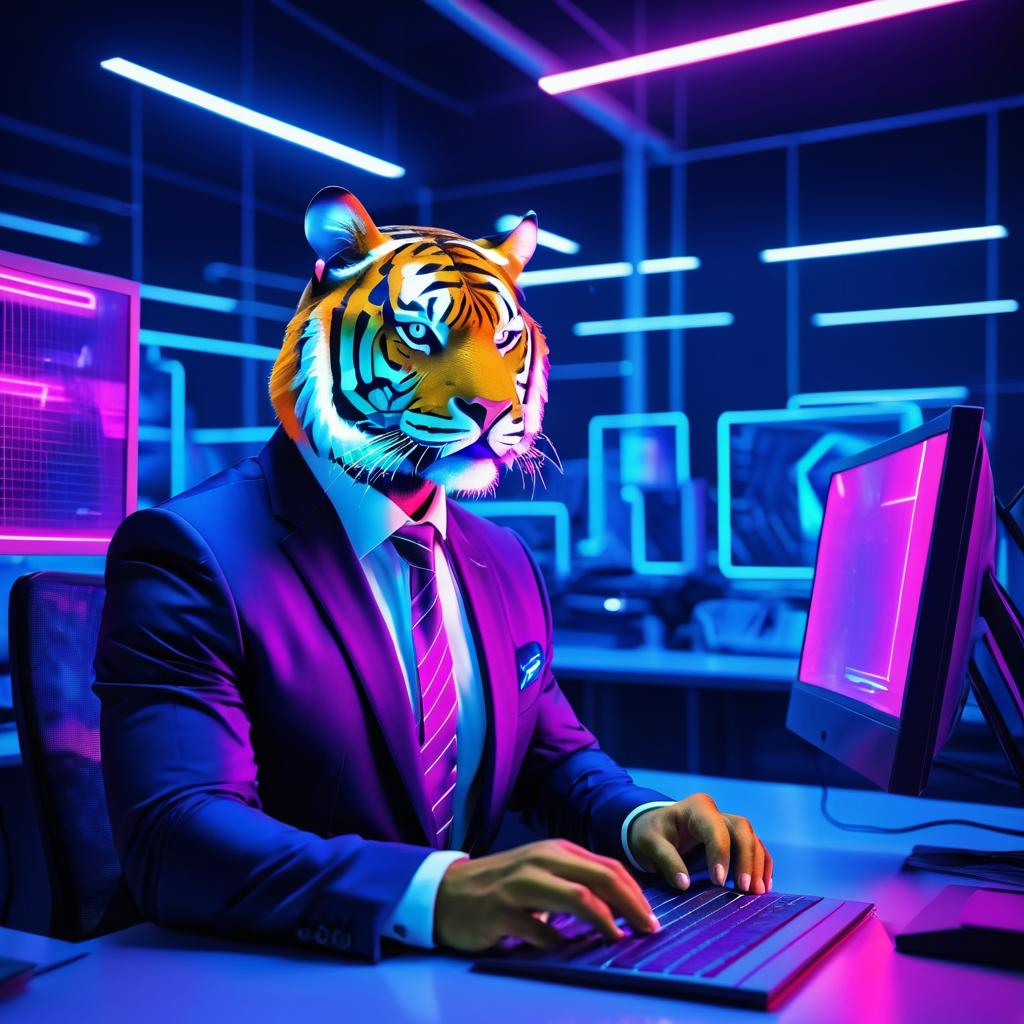 Inquisitive Tiger in a High-Tech Lab