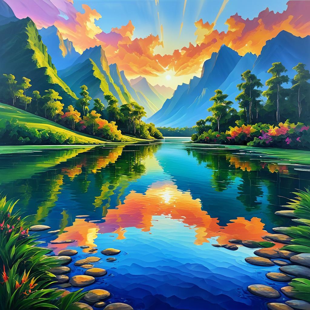 Majestic Mountain Range Oil Painting