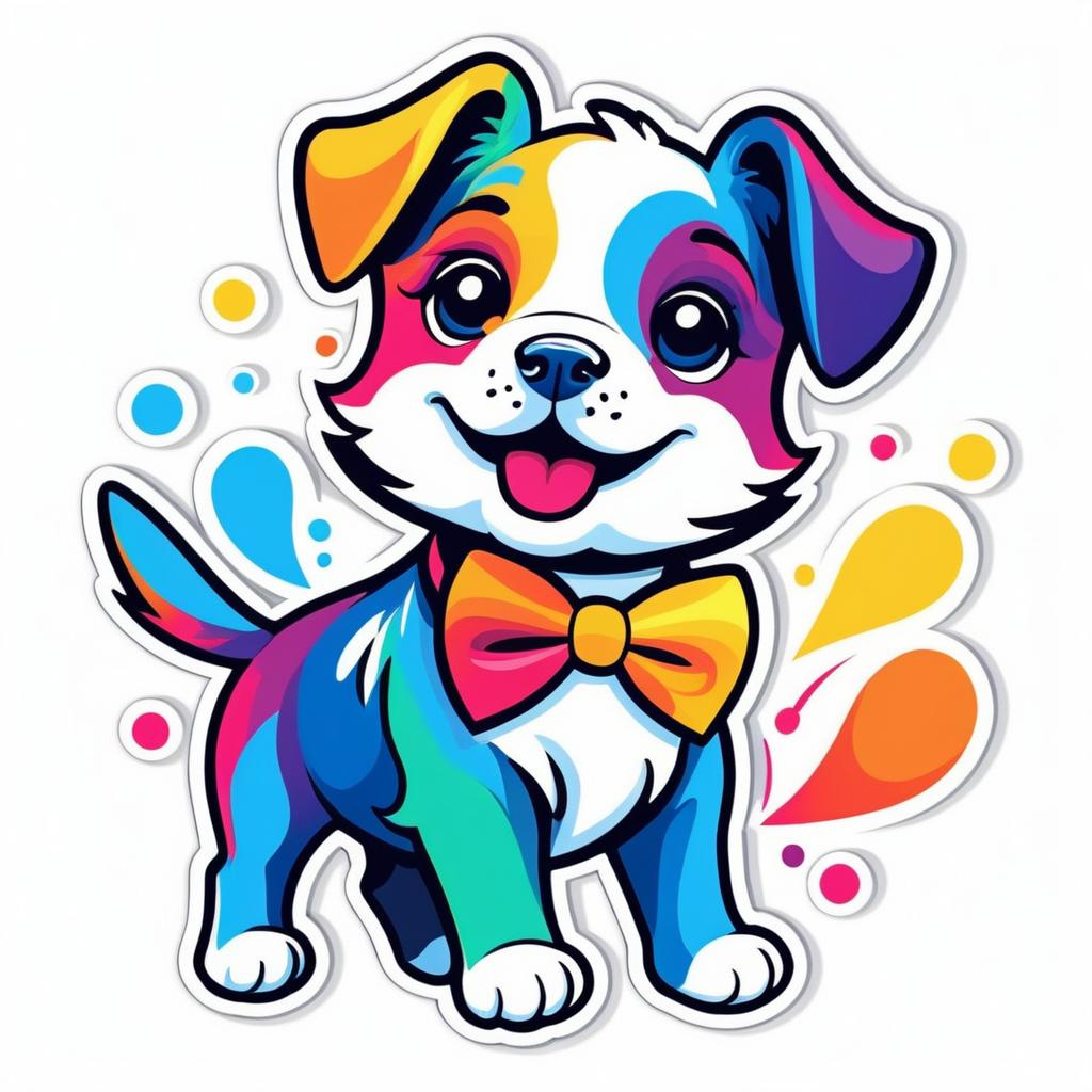 Playful Puppy Sticker Design Artwork