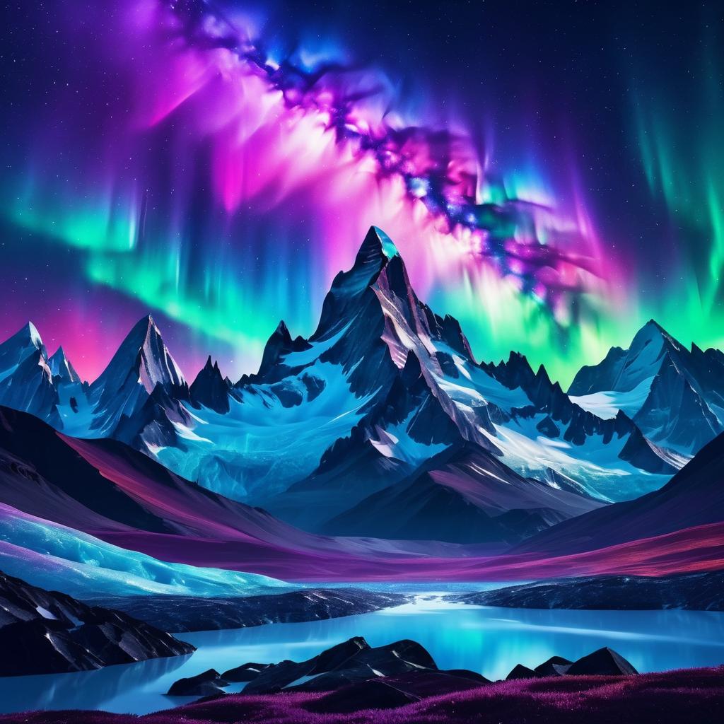 Mystical Mountain Range in Cosmic Colors