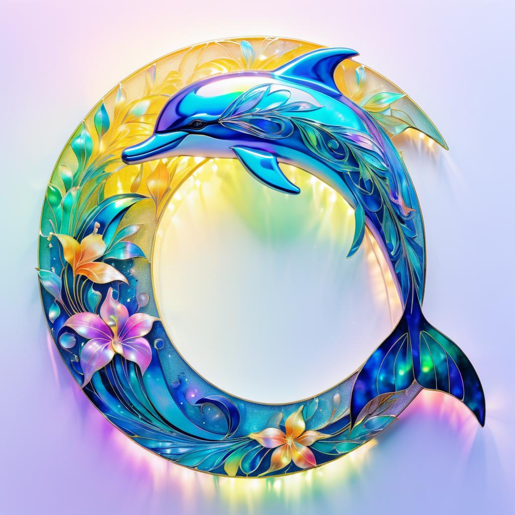 Iridescent Dolphin Art Nouveau Design