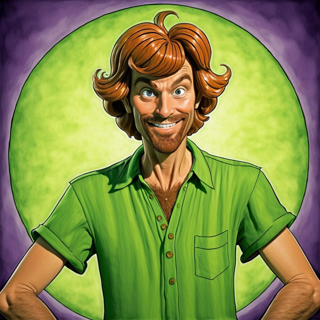 Humorous Shaggy Rogers Illustration in Plympton Style