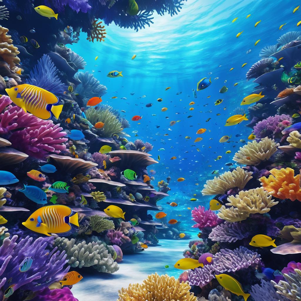 Vibrant Coral Reef Digital Art Masterpiece