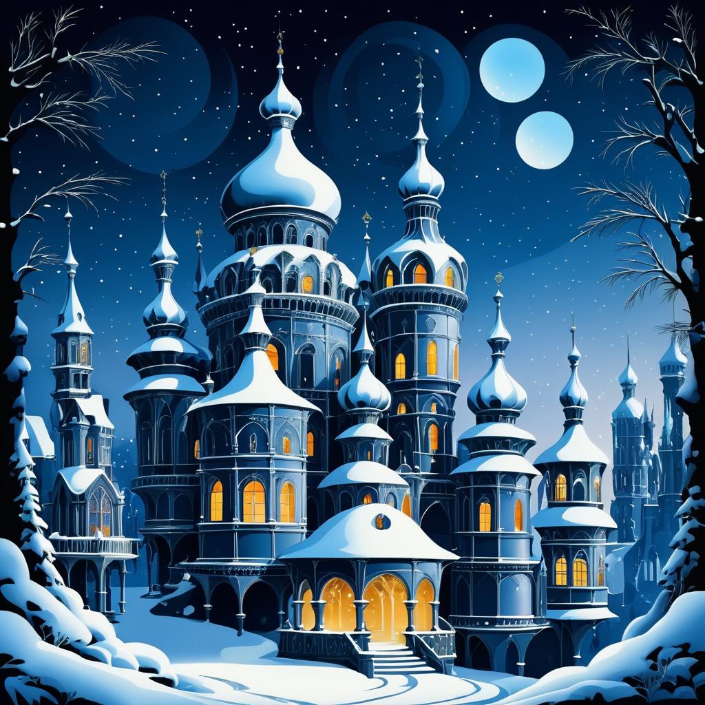 Whimsical Snowy Castle in Dark Fairy Tales