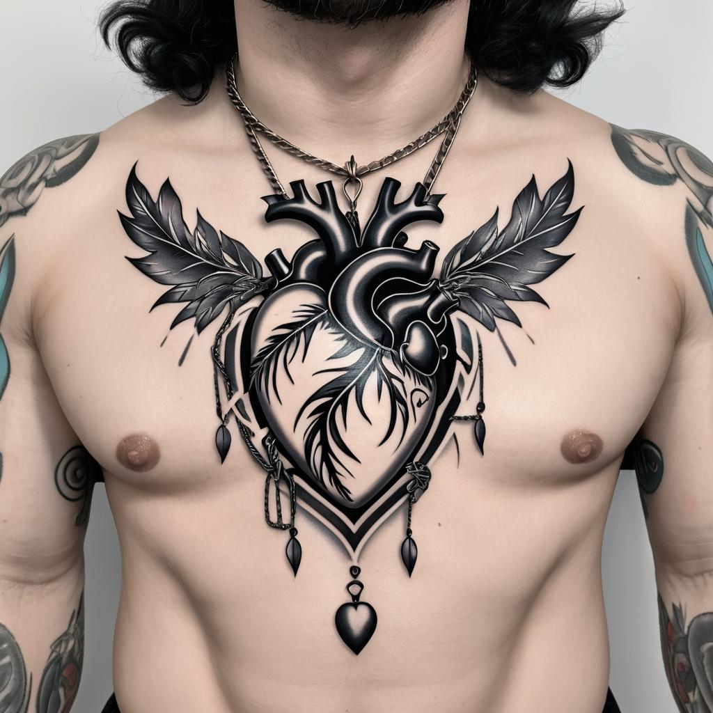 Intricate Anatomical Heart Tattoo Design