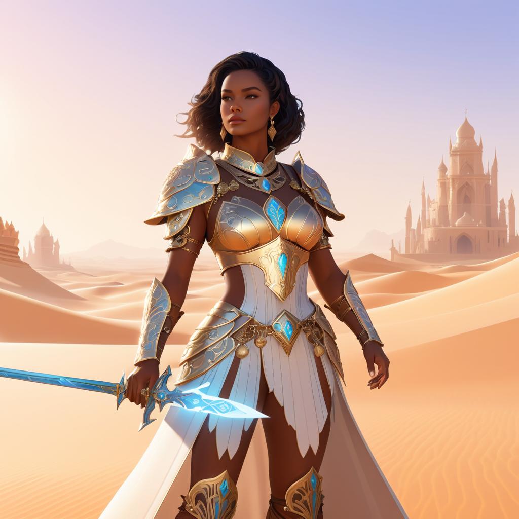 Enchanting Desert Warrior with Magical Aura