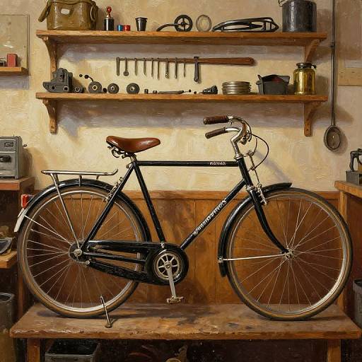 Vintage Bianchi Bicycle in Classic Workshop